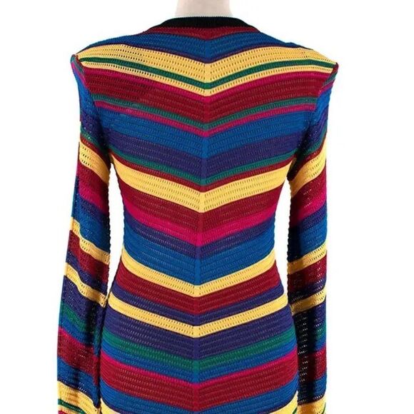 Inspired Rainbow Diagonal Striped Breathable Knitted Dress. Size XS. - Picture 2 of 7